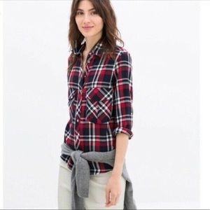 ZARA Adjustable Sleeve Flannel Button Up - XS